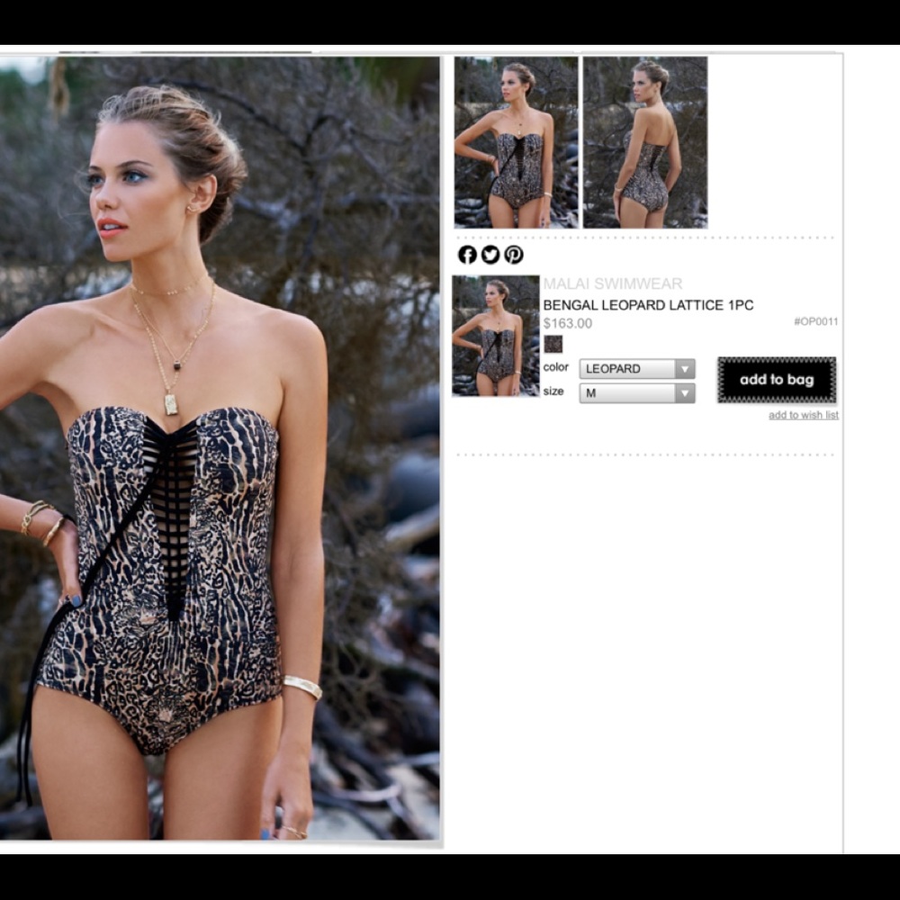 Malai Swimwear BRAND NEW Leopard Lattice 1PC